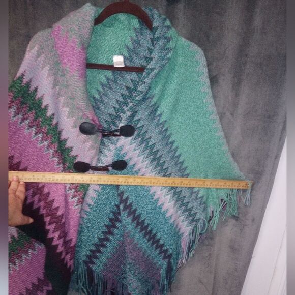 Beautiful Purple Blue Open Front Panco With Toggle Closure One Size EUC - Picture 6 of 7